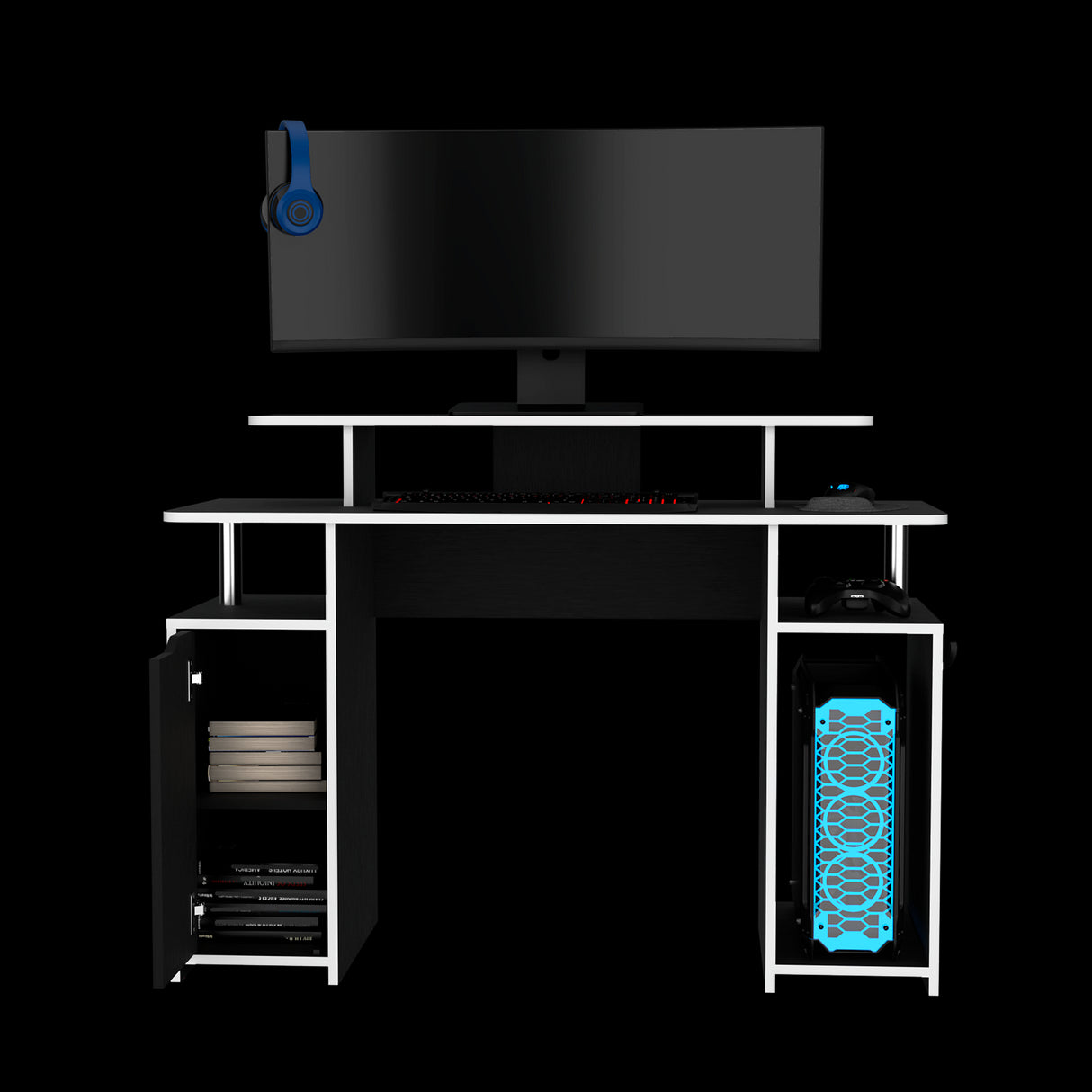Escritorio Gamer Keria Lite Wengue 120x88.5cm sin Cajones - ESCRITORIOS | Bylmo
