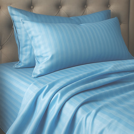 Juego de Sábanas Polialgodon Azul Celeste Para Cama Queen 160 X 190 Cm Antiácaros y Antiarrugas - SABANAS | Bylmo