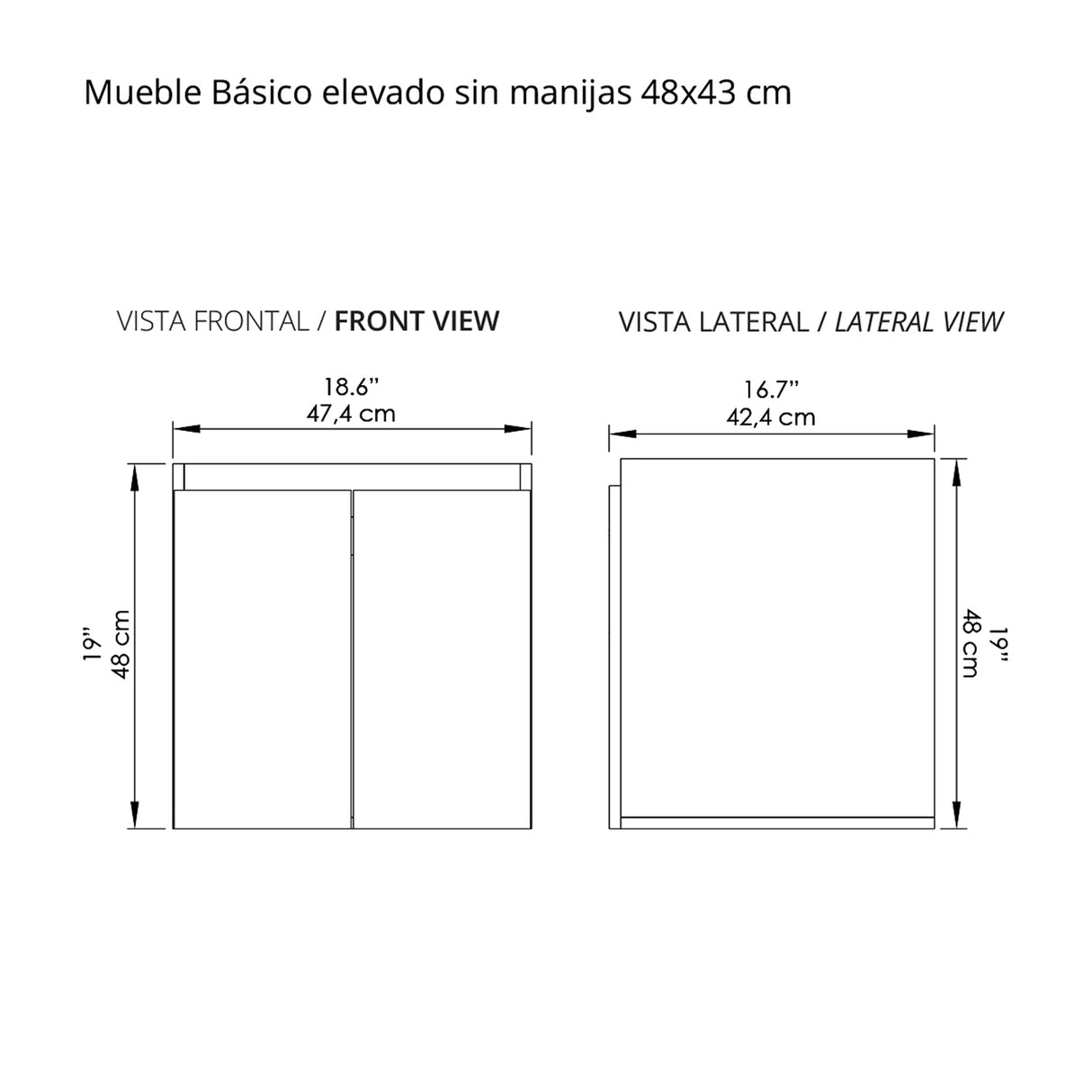 Mueble para Lavamanos Flotante Basico Soder Mali 48x48cm Individual con Mesón de Quartzone - MUEBLES PARA LAVAMANOS | Bylmo