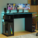 Escritorio Gamer Negro y Azul 120x76cm con Organizador de Libros - ESCRITORIOS | Bylmo