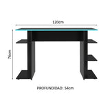 Escritorio Gamer Negro y Azul 120x76cm con Organizador de Libros - ESCRITORIOS | Bylmo