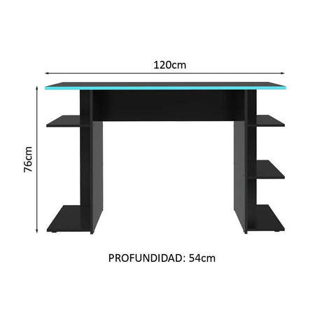 Escritorio Gamer Negro y Azul 120x76cm con Organizador de Libros - ESCRITORIOS | Bylmo