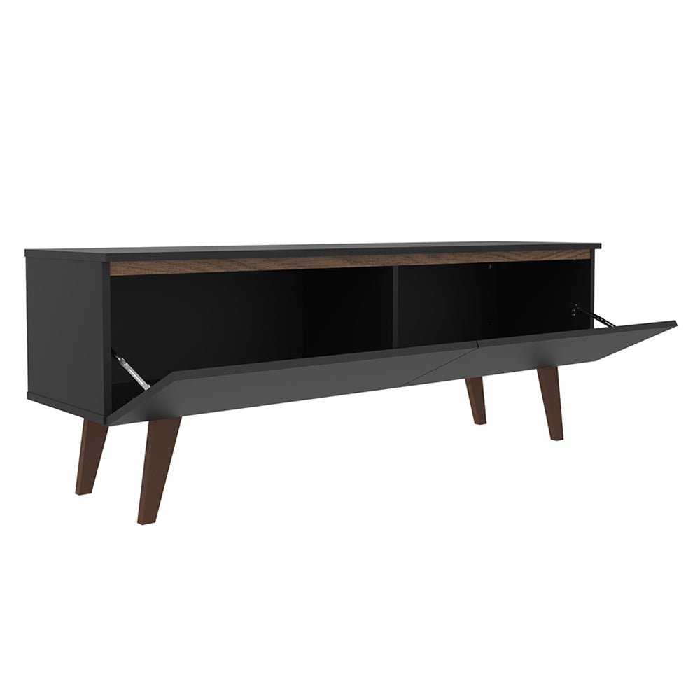 Rack de TV Le Mans Marron y Negro 136x50cm para TV Hasta 55" Pulgadas y con Un Compartimiento - MUEBLES DE TV | Bylmo