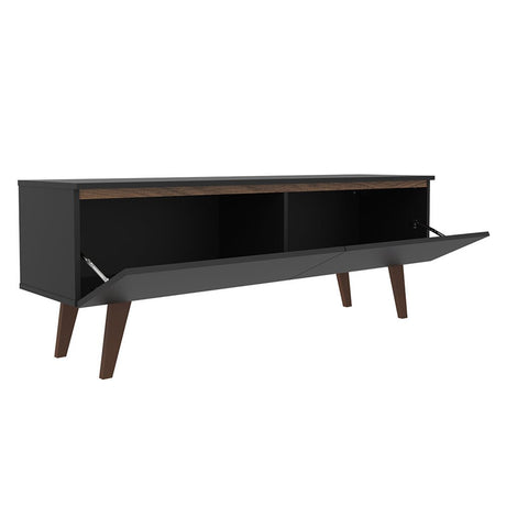 Rack de TV Le Mans Marron y Negro 136x50cm para TV Hasta 55" Pulgadas y con Un Compartimiento - MUEBLES DE TV | Bylmo