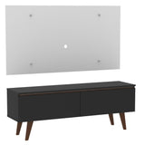 Combo Mueble y Panel de TV Le Mans Negro y Blanco 136x72cm para TV Hasta 55" Pulgadas con Ranuras para Cables y con Dos Compartimientos - MUEBLES DE TV | Bylmo