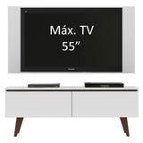 Combo Mueble y Panel de TV Le Mans Blanco 136x72cm para TV Hasta 55" Pulgadas con Ranuras para Cables y con Dos Compartimientos - MUEBLES DE TV | Bylmo