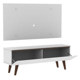Combo Mueble y Panel de TV Le Mans Blanco 136x72cm para TV Hasta 55" Pulgadas con Ranuras para Cables y con Dos Compartimientos - MUEBLES DE TV | Bylmo