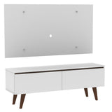 Combo Mueble y Panel de TV Le Mans Blanco 136x72cm para TV Hasta 55" Pulgadas con Ranuras para Cables y con Dos Compartimientos - MUEBLES DE TV | Bylmo