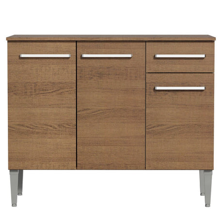 Mueble Inferior de Cocina Emily Marron 105x88cm con Mesón de Acero Inoxidable y sin Estufa - MUEBLES INFERIORES DE COCINA | Bylmo