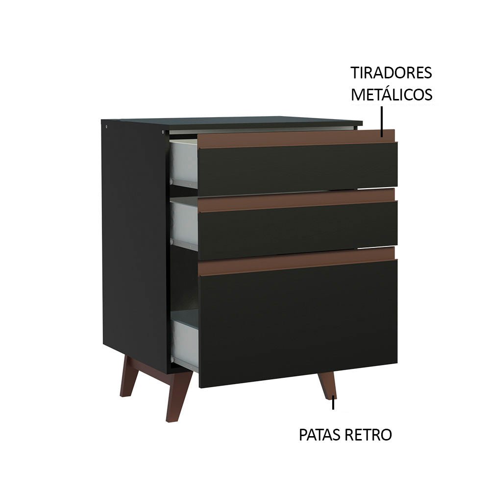 Mueble Inferior de Cocina Reims Negro 60x83cm con Mesón de Madera Aglomerada Mdp y sin Estufa - MUEBLES INFERIORES DE COCINA | Bylmo
