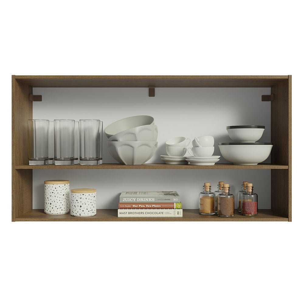 Mueble Superior de Cocina Emily Marron y Negro 105x55cm con Dos Entrepaños y con Dos Puertas - MUEBLES SUPERIORES DE COCINA | Bylmo