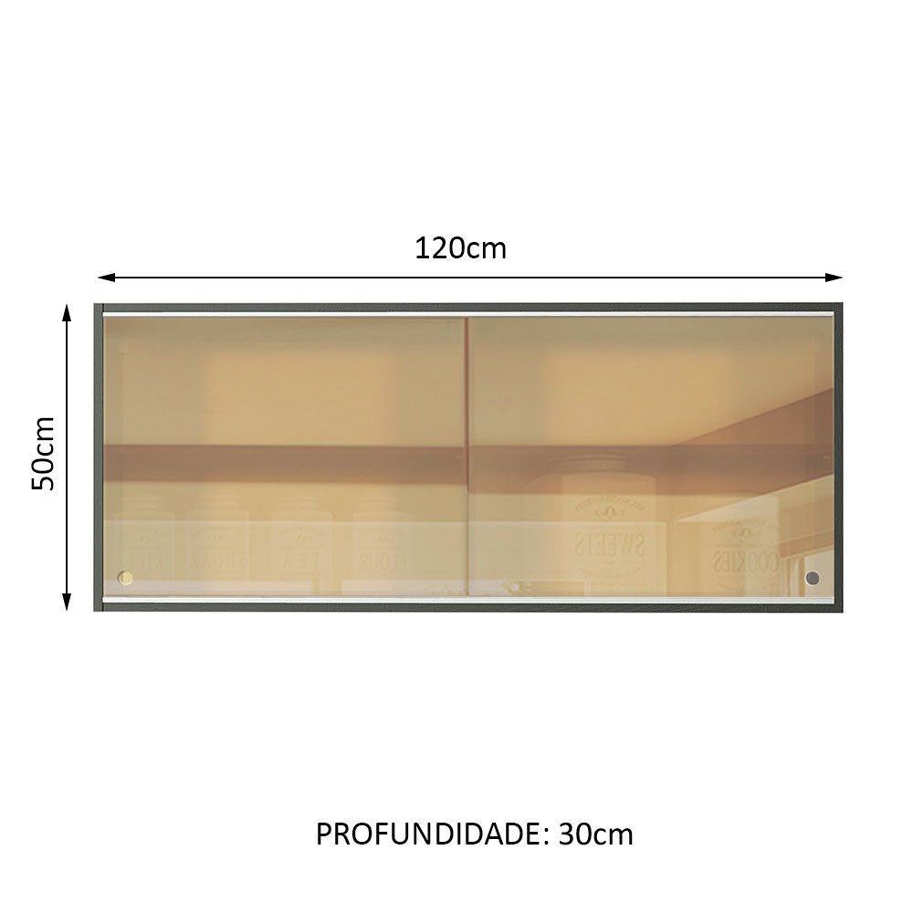 Mueble Superior de Cocina Reims Negro 120x50cm con Cuatro Entrepaños y con Dos Puertas - MUEBLES SUPERIORES DE COCINA | Bylmo