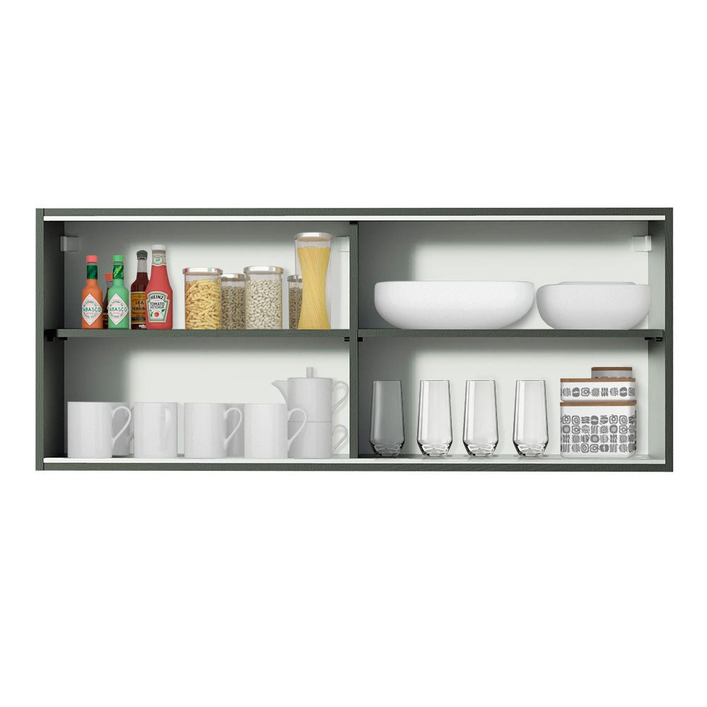 Mueble Superior de Cocina Reims Negro 120x50cm con Cuatro Entrepaños y con Dos Puertas - MUEBLES SUPERIORES DE COCINA | Bylmo