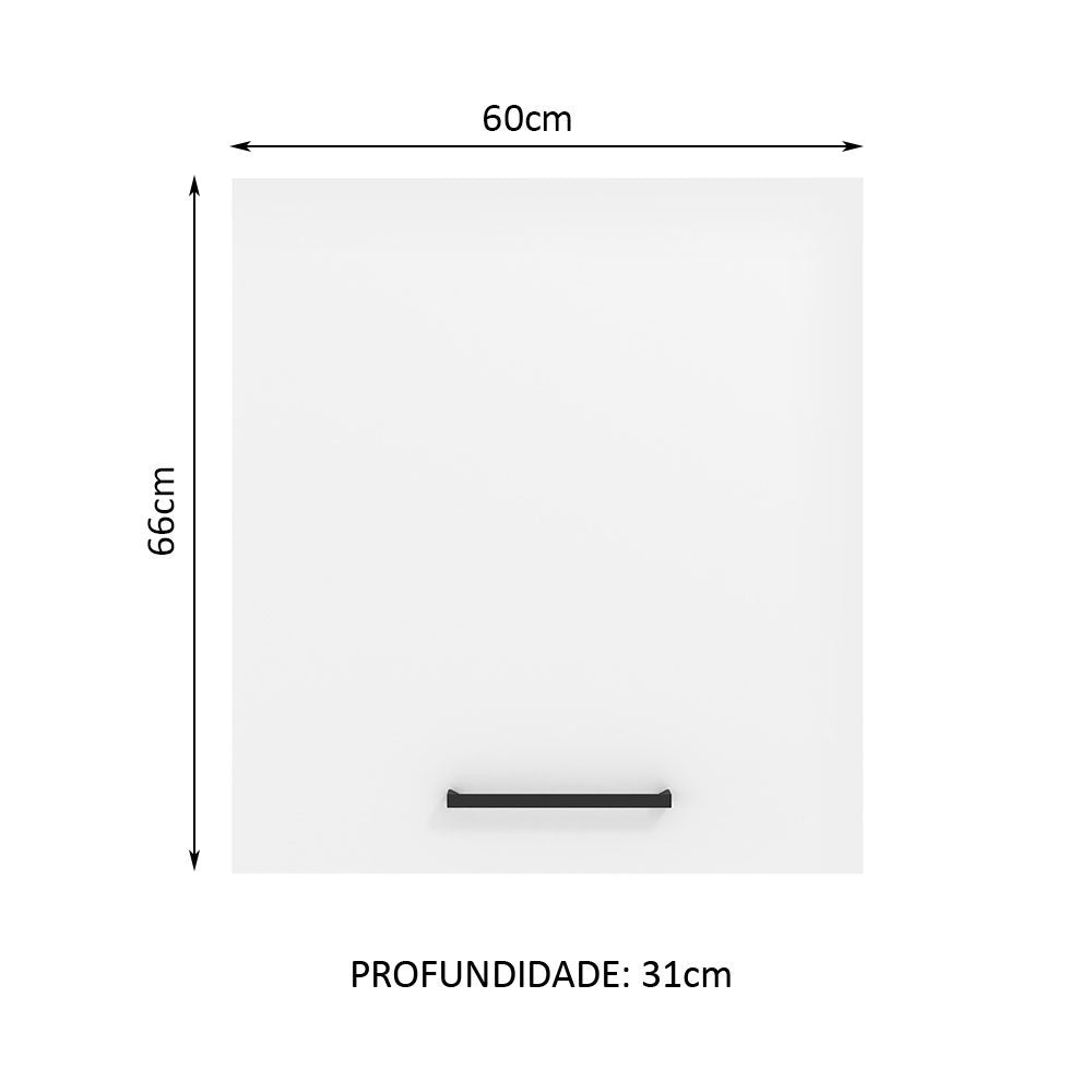 Mueble Superior de Cocina Agata Marron y Blanco 60x66cm con Dos Entrepaños y con Una Puerta - MUEBLES SUPERIORES DE COCINA | Bylmo