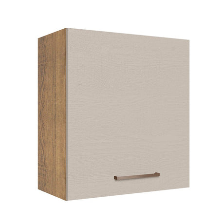 Mueble Superior de Cocina Agata Marron y Crema 60x66cm con Dos Entrepaños y con Una Puerta - MUEBLES SUPERIORES DE COCINA | Bylmo