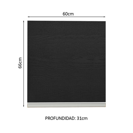 Mueble Superior de Cocina Glamy Marron y Negro 60x66cm con Dos Entrepaños y con Una Puerta - MUEBLES SUPERIORES DE COCINA | Bylmo