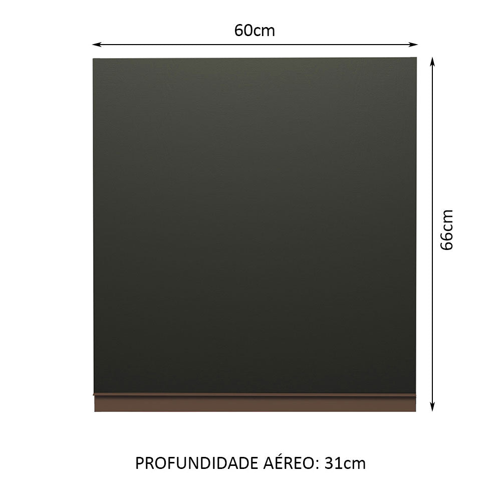 Mueble Superior de Cocina Reims Negro 60x66cm con Dos Entrepaños y con Una Puerta - MUEBLES SUPERIORES DE COCINA | Bylmo
