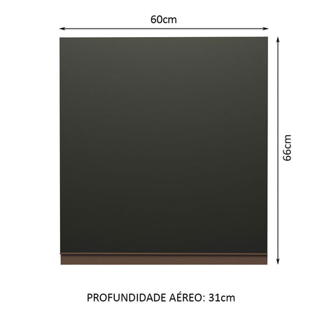 Mueble Superior de Cocina Reims Negro 60x66cm con Dos Entrepaños y con Una Puerta - MUEBLES SUPERIORES DE COCINA | Bylmo