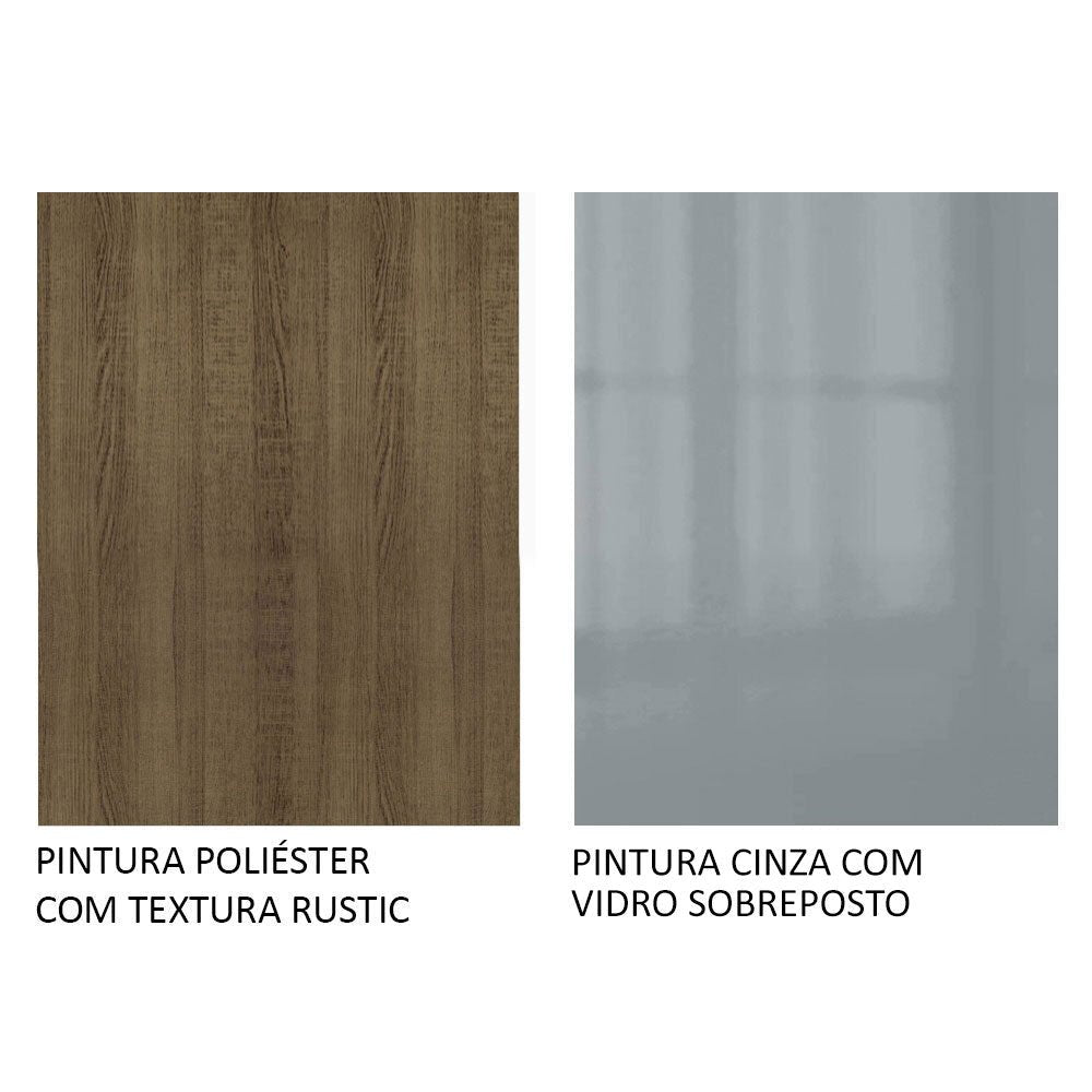 Mueble Superior de Cocina Lux Marron y Gris 60x66cm con Dos Entrepaños y con Una Puerta - MUEBLES SUPERIORES DE COCINA | Bylmo