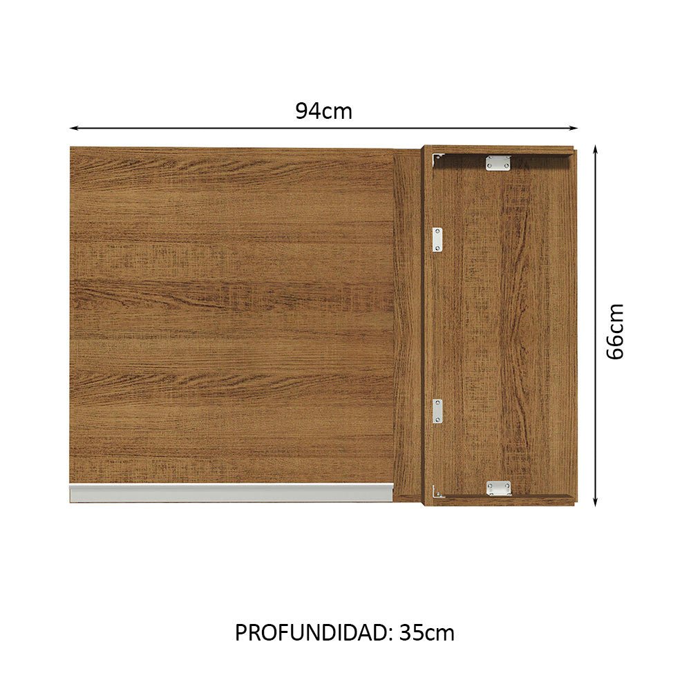 Mueble Superior de Cocina Glamy Marron 94x66cm con Dos Entrepaños y con Una Puerta - MUEBLES SUPERIORES DE COCINA | Bylmo