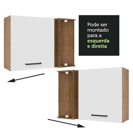 Mueble Superior de Cocina Agata Marron y Blanco 94x66cm con Dos Entrepaños y con Una Puerta - MUEBLES SUPERIORES DE COCINA | Bylmo