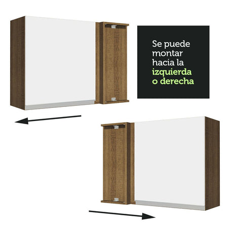 Mueble Superior de Cocina Glamy Marron y Blanco 94x66cm con Dos Entrepaños y con Una Puerta - MUEBLES SUPERIORES DE COCINA | Bylmo
