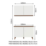 Combo Mueble Superior e Inferior de Cocina Reims Blanco 120x210cm con Mesón de Madera Aglomerada MPD y sin Estufa - MUEBLES INFERIORES DE COCINA | Bylmo