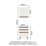 Combo Mueble Superior e Inferior de Cocina Reims Blanco 60x210cm con Mesón de Madera Aglomerada MPD y sin Estufa - MUEBLES INFERIORES DE COCINA | Bylmo