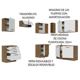 Cocina Integral Esquinero Modular Agata Marron y Blanco 399x225cm sin Mesón sin Estufa con Tres Cajones y con Dieciocho Entrepaños - COCINAS | Bylmo