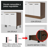 Cocina Integral Esquinero Modular Agata Marron y Blanco 399x225cm sin Mesón sin Estufa con Tres Cajones y con Dieciocho Entrepaños - COCINAS | Bylmo