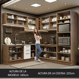 Cocina Integral Esquinero Modular Agata Marron y Blanco 459x225cm sin Mesón sin Estufa con Tres Cajones y con Veintisiete Entrepaños - COCINAS | Bylmo