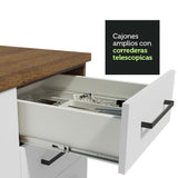 Cocina Integral Esquinero Modular Agata Marron y Blanco 459x225cm sin Mesón sin Estufa con Tres Cajones y con Veintisiete Entrepaños - COCINAS | Bylmo