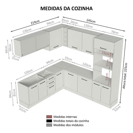 Cocina Integral Esquinero Modular Agata Marron y Crema 459x225cm sin Mesón sin Estufa con Tres Cajones y con Veintisiete Entrepaños - COCINAS | Bylmo