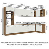 Cocina Integral Esquinero Modular Agata Marron y Blanco 499x225cm sin Mesón sin Estufa con Tres Cajones y con Treinta y uno Entrepaños - COCINAS | Bylmo
