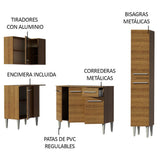 Cocina Integral Esquinero Modular Emilly Song Marron 261x186cm con Mesón de Madera Aglomerada Mdp sin Estufa con Un Cajón y con Catorce Entrepaños - COCINAS | Bylmo