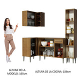 Cocina Integral Esquinero Modular Emilly Song Marron 261x186cm con Mesón de Madera Aglomerada Mdp sin Estufa con Un Cajón y con Catorce Entrepaños - COCINAS | Bylmo