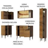 Cocina Integral Esquinero Modular Emilly River Marron 261x186cm con Mesón de Madera Aglomerada Mdp sin Estufa con Un Cajón y con Dieciséis Entrepaños - COCINAS | Bylmo