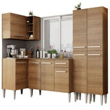 Cocina Integral Esquinero Modular Emilly Music Marron 293x186cm con Mesón de Madera Aglomerada Mdp sin Estufa con Un Cajón y con Dieciocho Entrepaños - COCINAS | Bylmo