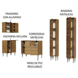 Cocina Integral Esquinero Modular Emilly Music Marron 293x186cm con Mesón de Madera Aglomerada Mdp sin Estufa con Un Cajón y con Dieciocho Entrepaños - COCINAS | Bylmo
