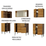 Cocina Integral Esquinero Modular Emilly Point Marron 293x186cm con Mesón de Madera Aglomerada Mdp sin Estufa con Un Cajón y con Dieciséis Entrepaños - COCINAS | Bylmo