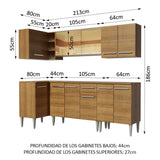 Cocina Integral Esquinero Modular Emilly Play Marron 293x186cm con Mesón de Madera Aglomerada Mdp sin Estufa con Un Cajón y con Dieciséis Entrepaños - COCINAS | Bylmo