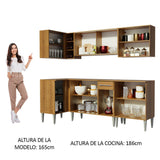 Cocina Integral Esquinero Modular Emilly Play Marron 293x186cm con Mesón de Madera Aglomerada Mdp sin Estufa con Un Cajón y con Dieciséis Entrepaños - COCINAS | Bylmo