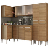 Cocina Integral Esquinero Modular Emilly Self Marron 293x186cm con Mesón de Madera Aglomerada Mdp sin Estufa con Un Cajón y con Veinte Entrepaños - COCINAS | Bylmo