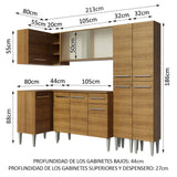 Cocina Integral Esquinero Modular Emilly Self Marron 293x186cm con Mesón de Madera Aglomerada Mdp sin Estufa con Un Cajón y con Veinte Entrepaños - COCINAS | Bylmo