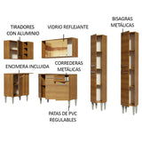 Cocina Integral Esquinero Modular Emilly Line Marron 293x186cm con Mesón de Madera Aglomerada Mdp sin Estufa con Un Cajón y con Veinte Entrepaños - COCINAS | Bylmo