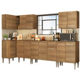 Cocina Integral Esquinero Modular Emilly Rock Marron 357x186cm con Mesón de Madera Aglomerada Mdp sin Estufa con Un Cajón y con Dieciocho Entrepaños - COCINAS | Bylmo