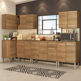 Cocina Integral Esquinero Modular Emilly Rock Marron 357x186cm con Mesón de Madera Aglomerada Mdp sin Estufa con Un Cajón y con Dieciocho Entrepaños - COCINAS | Bylmo