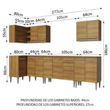 Cocina Integral Esquinero Modular Emilly Rock Marron 357x186cm con Mesón de Madera Aglomerada Mdp sin Estufa con Un Cajón y con Dieciocho Entrepaños - COCINAS | Bylmo