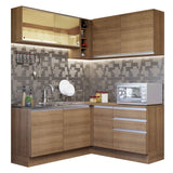 Cocina Integral Esquinero Modular Glamy Marron 329x225cm sin Mesón sin Estufa con Tres Cajones y con Diecisiete Entrepaños - COCINAS | Bylmo