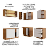 Cocina Integral Esquinero Modular Glamy Marron y Blanco 329x225cm sin Mesón sin Estufa con Tres Cajones y con Diecisiete Entrepaños - COCINAS | Bylmo